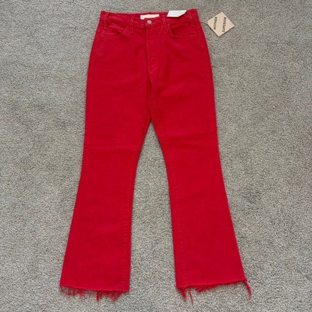 MOTHER Red Ankle Crop Jeans